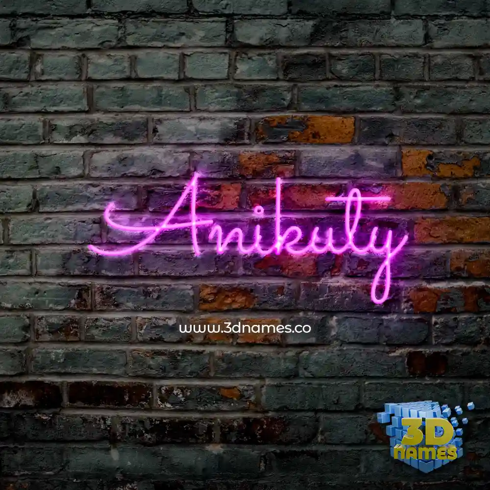 anikuty in Pink Neon style - 3D name wallpaper