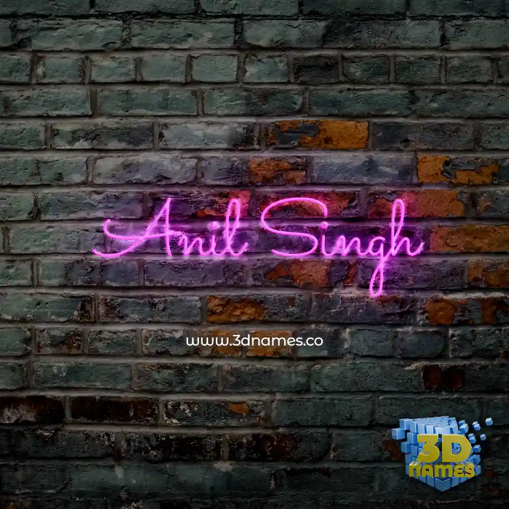 anil singh in Pink Neon style - 3D name wallpaper
