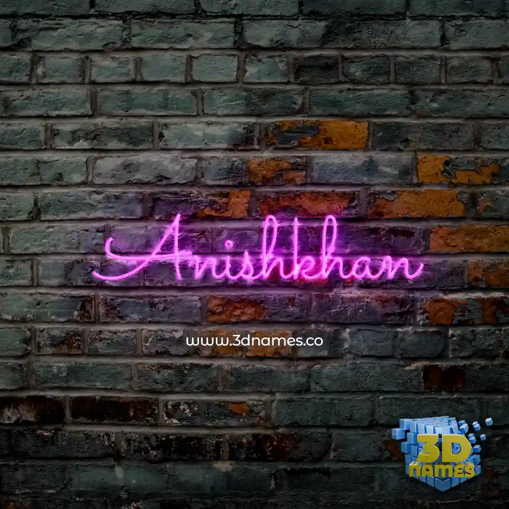 anishkhan in Pink Neon style - 3D name wallpaper