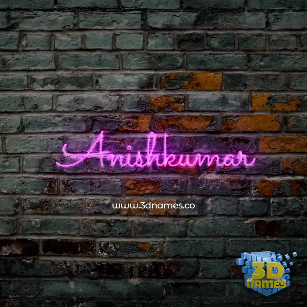 anishkumar in Pink Neon style - 3D name wallpaper