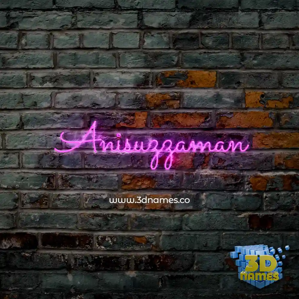 anisuzzaman in Pink Neon style - 3D name wallpaper