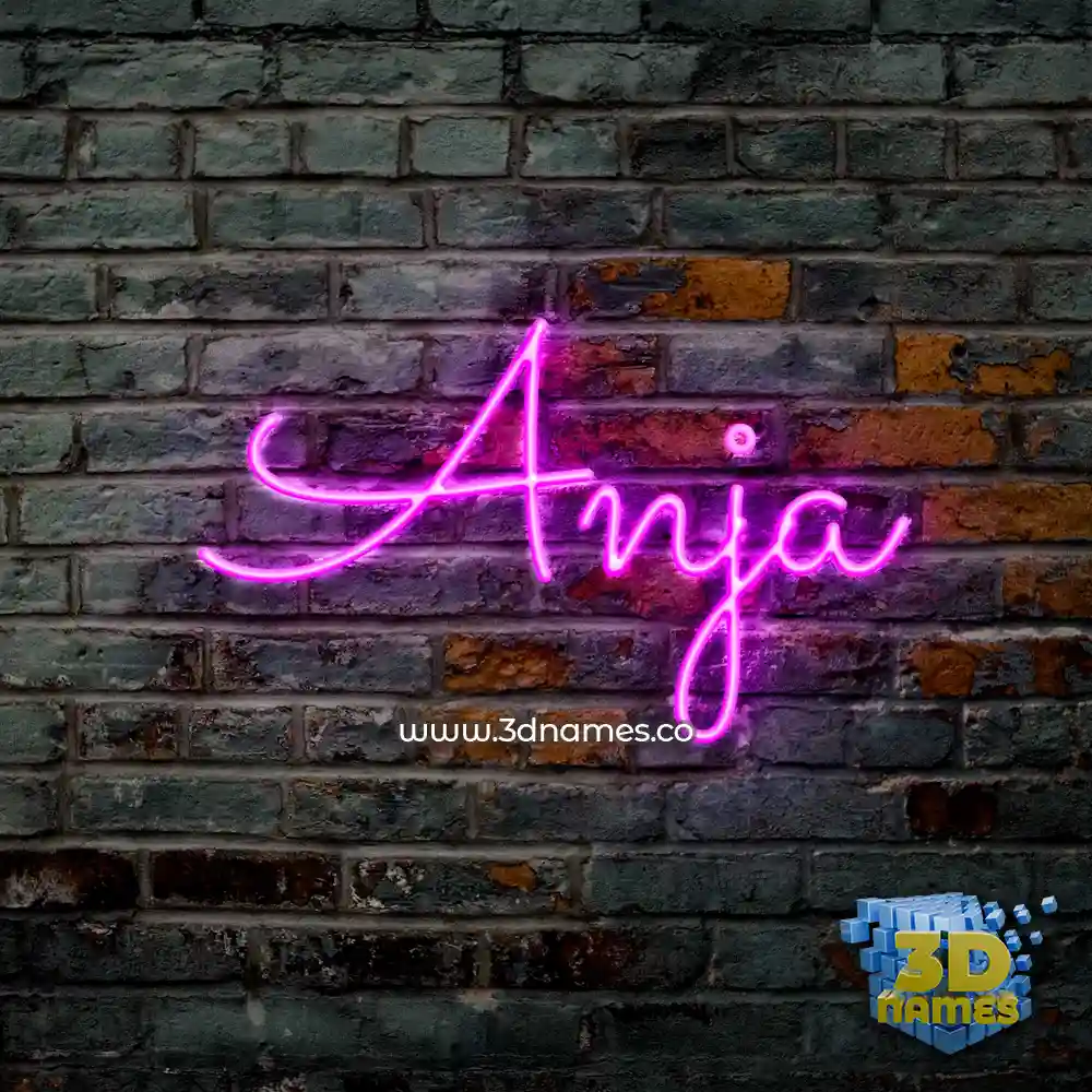 anja in Pink Neon style - 3D name wallpaper
