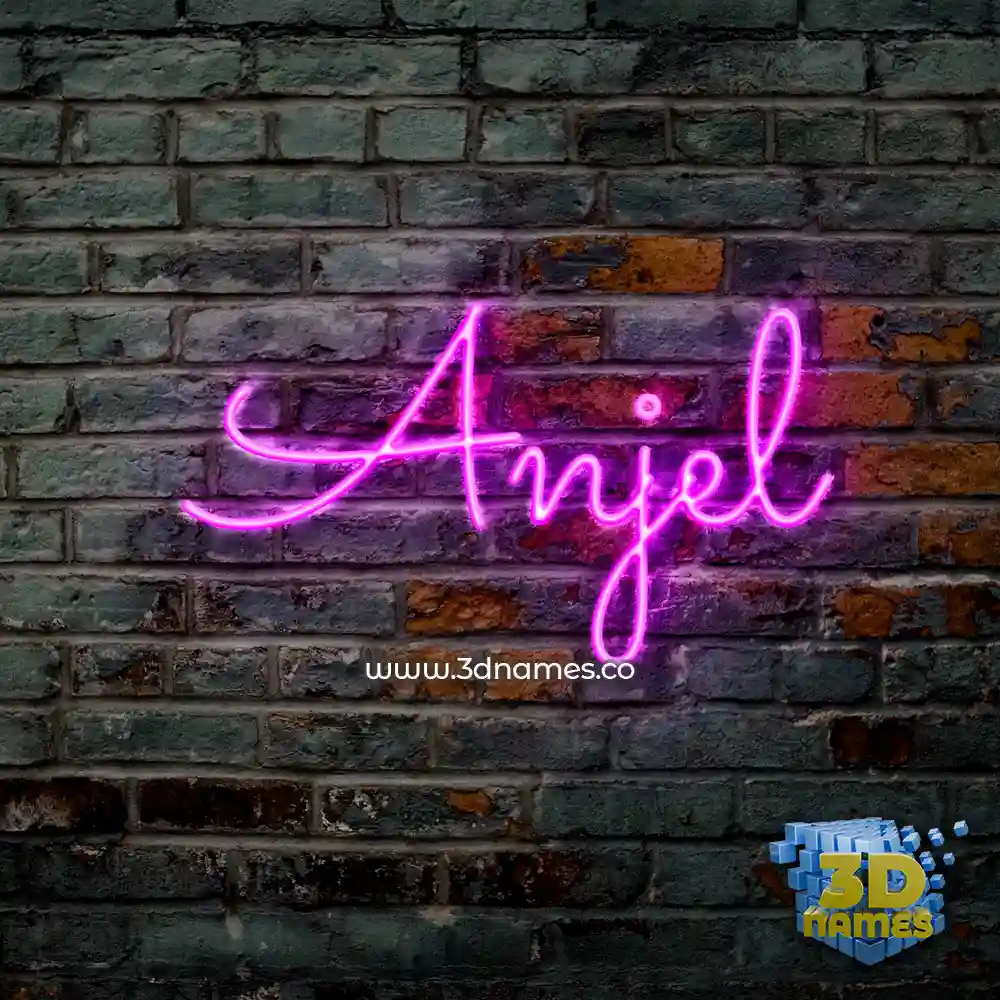anjel in Pink Neon style - 3D name wallpaper