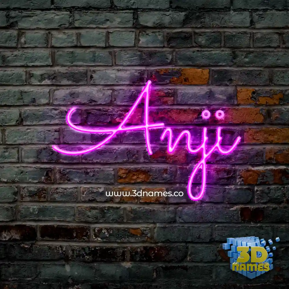anji in Pink Neon style - 3D name wallpaper