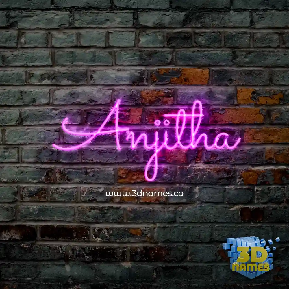 anjitha in Pink Neon style - 3D name wallpaper