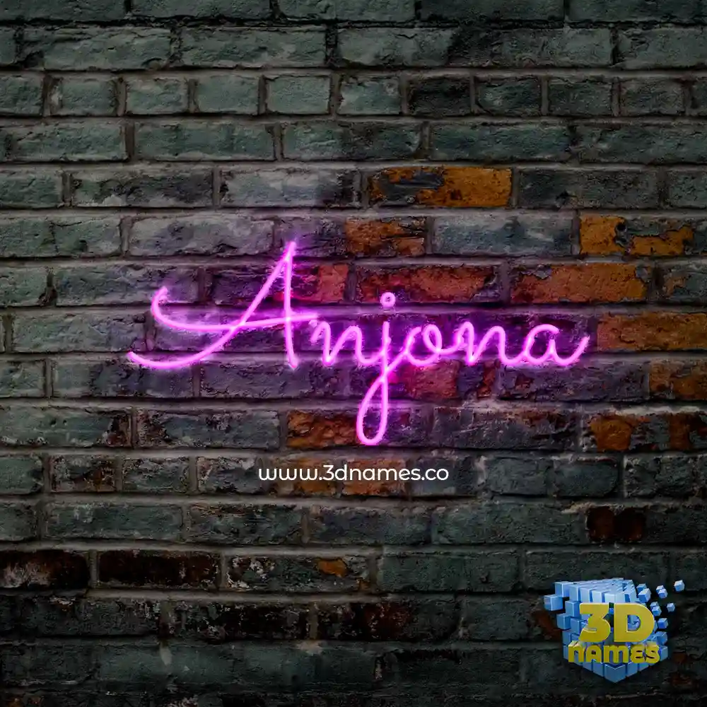 anjona in Pink Neon style - 3D name wallpaper