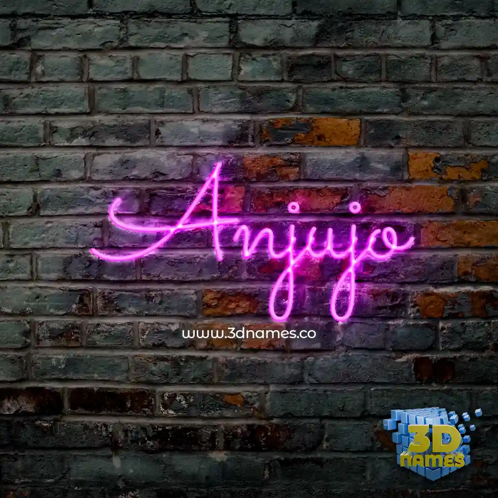 anjujo in Pink Neon style - 3D name wallpaper