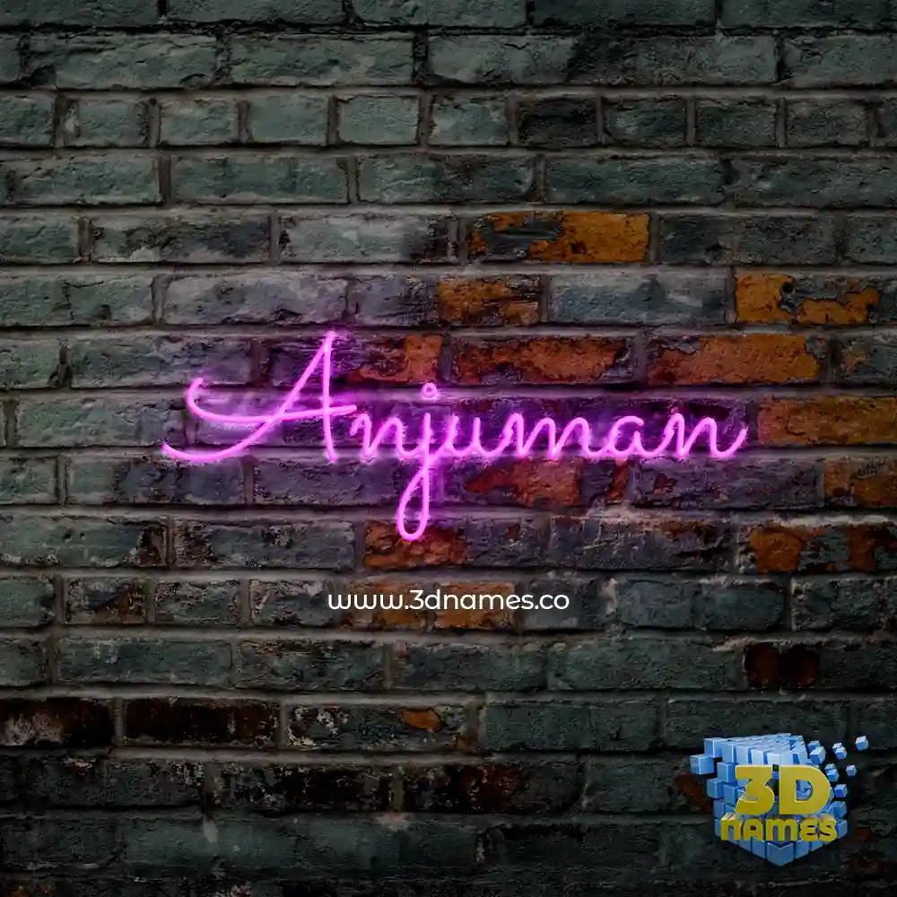 anjuman in Pink Neon style - 3D name wallpaper