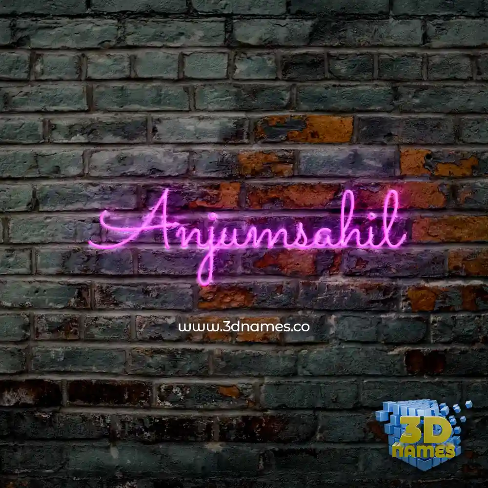 anjumsahil in Pink Neon style - 3D name wallpaper