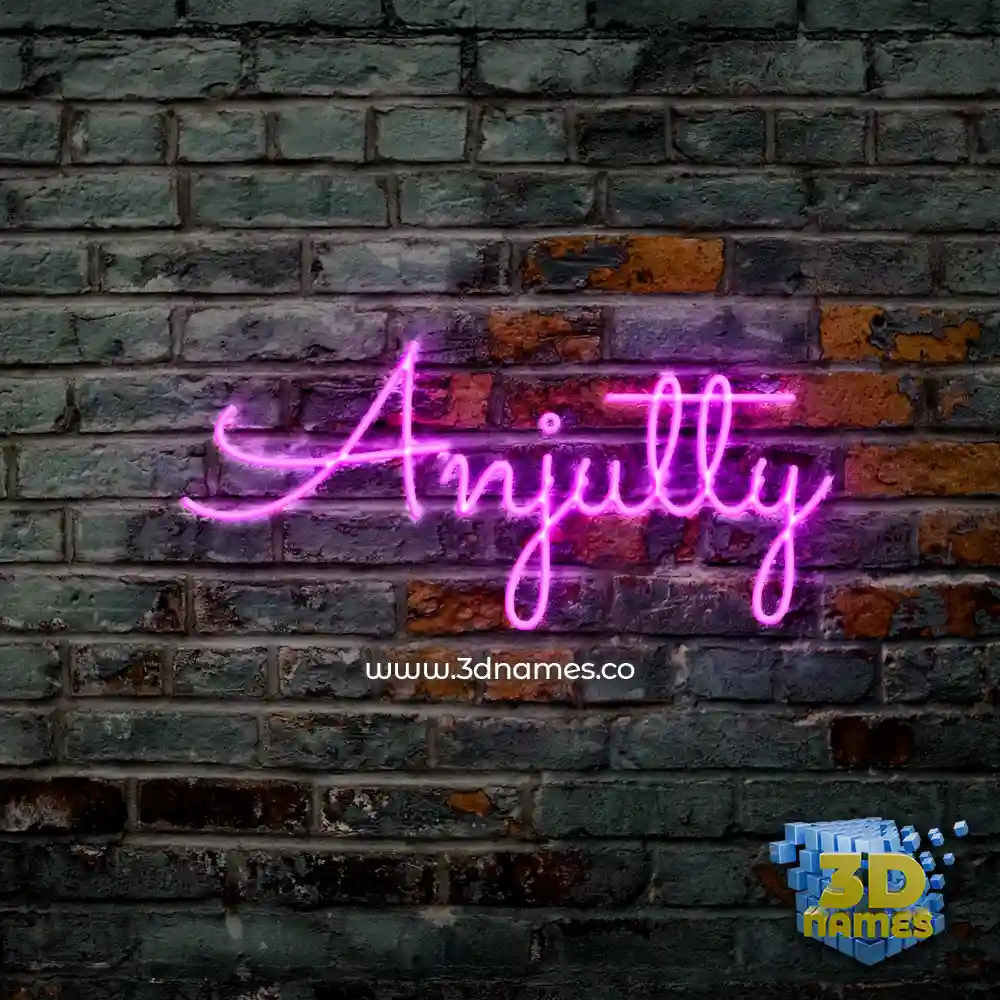 anjutty in Pink Neon style - 3D name wallpaper