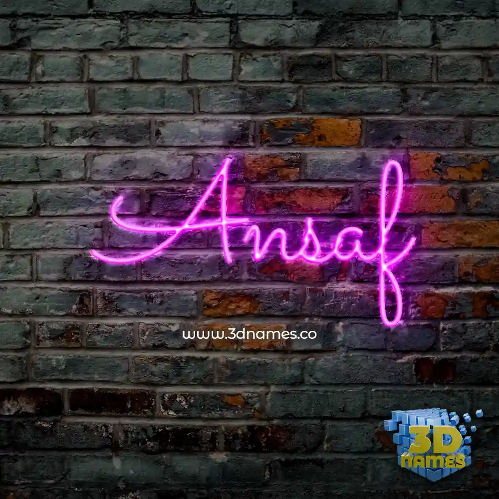 ansaf in Pink Neon style - 3D name wallpaper