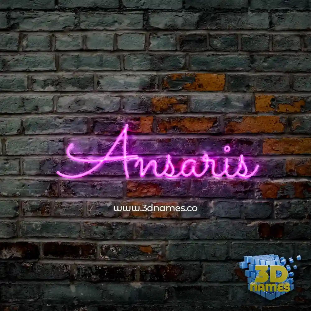ansaris in Pink Neon style - 3D name wallpaper