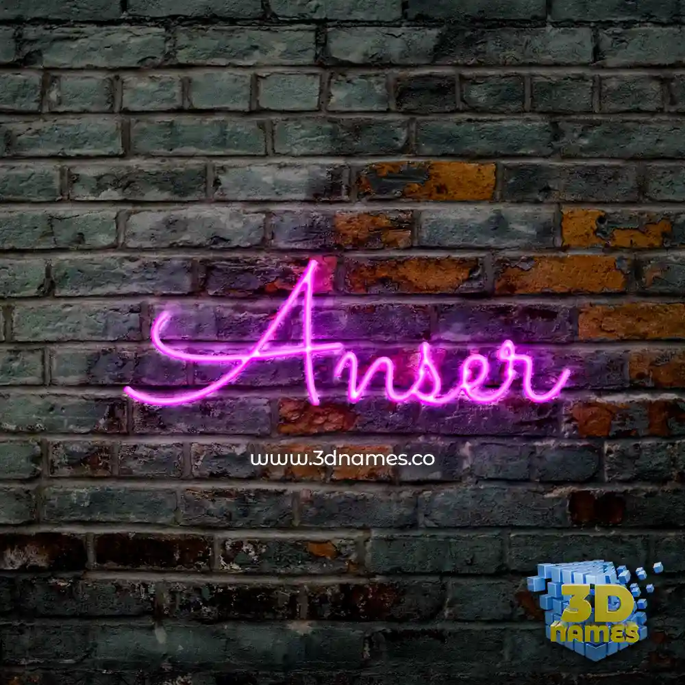 anser in Pink Neon style - 3D name wallpaper