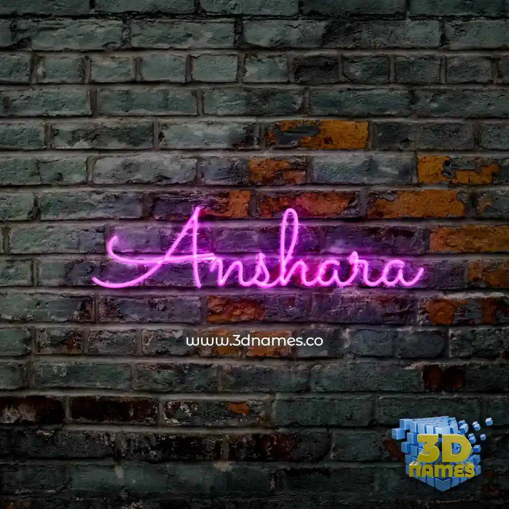 anshara in Pink Neon style - 3D name wallpaper