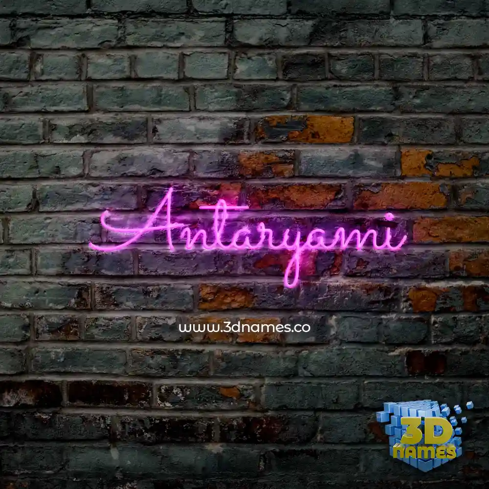 antaryami in Pink Neon style - 3D name wallpaper
