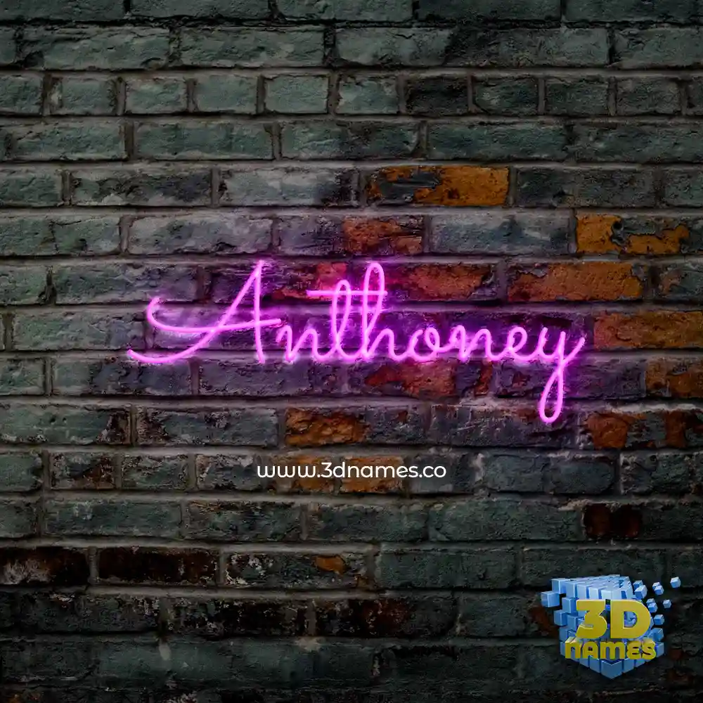 anthoney in Pink Neon style - 3D name wallpaper