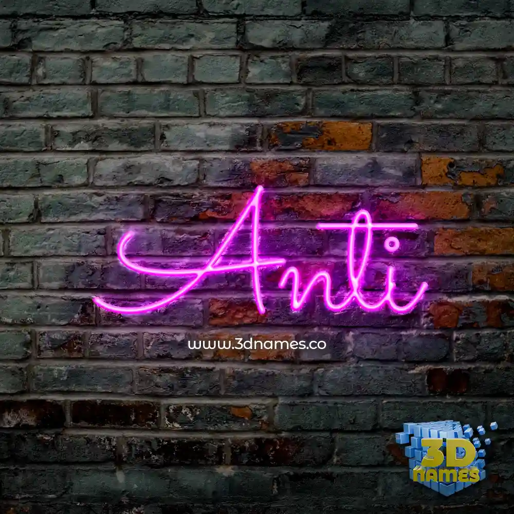 anti in Pink Neon style - 3D name wallpaper