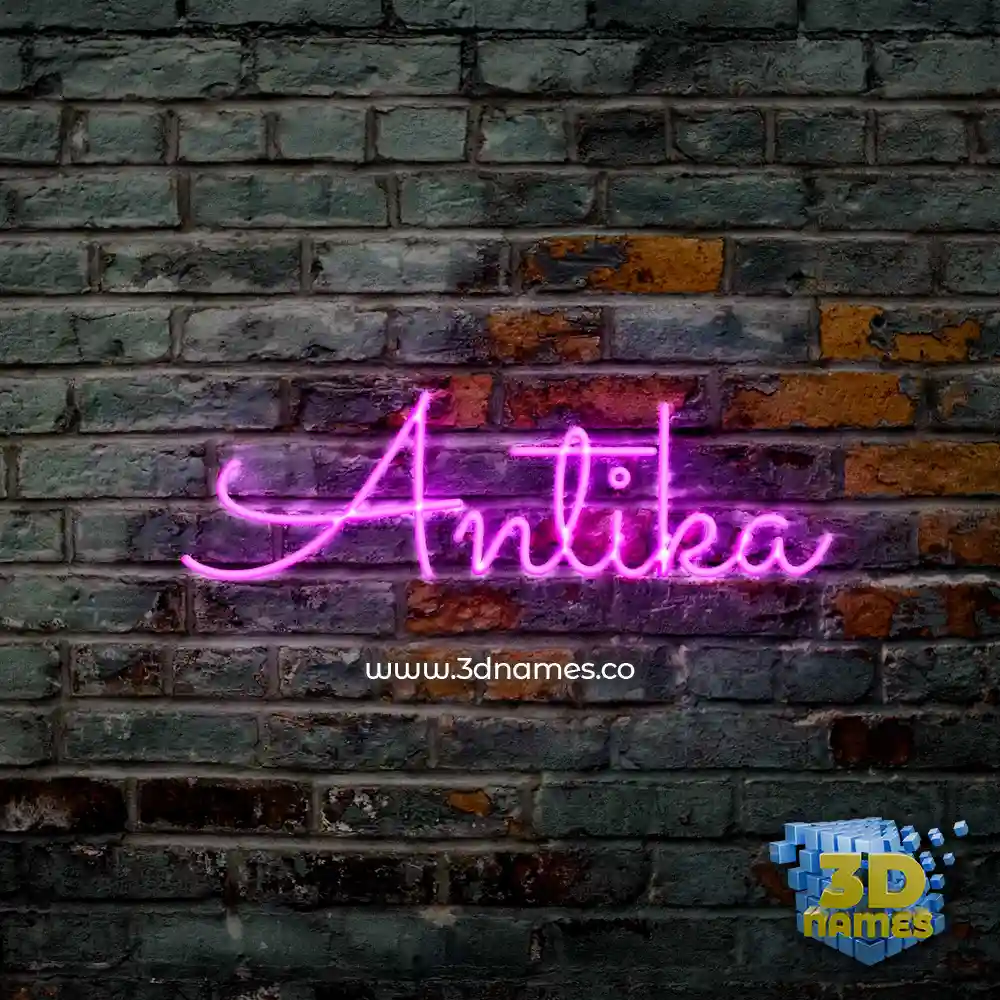 antika in Pink Neon style - 3D name wallpaper