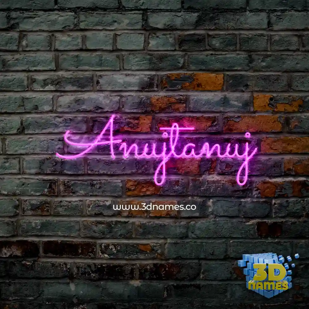 anujtanuj in Pink Neon style - 3D name wallpaper