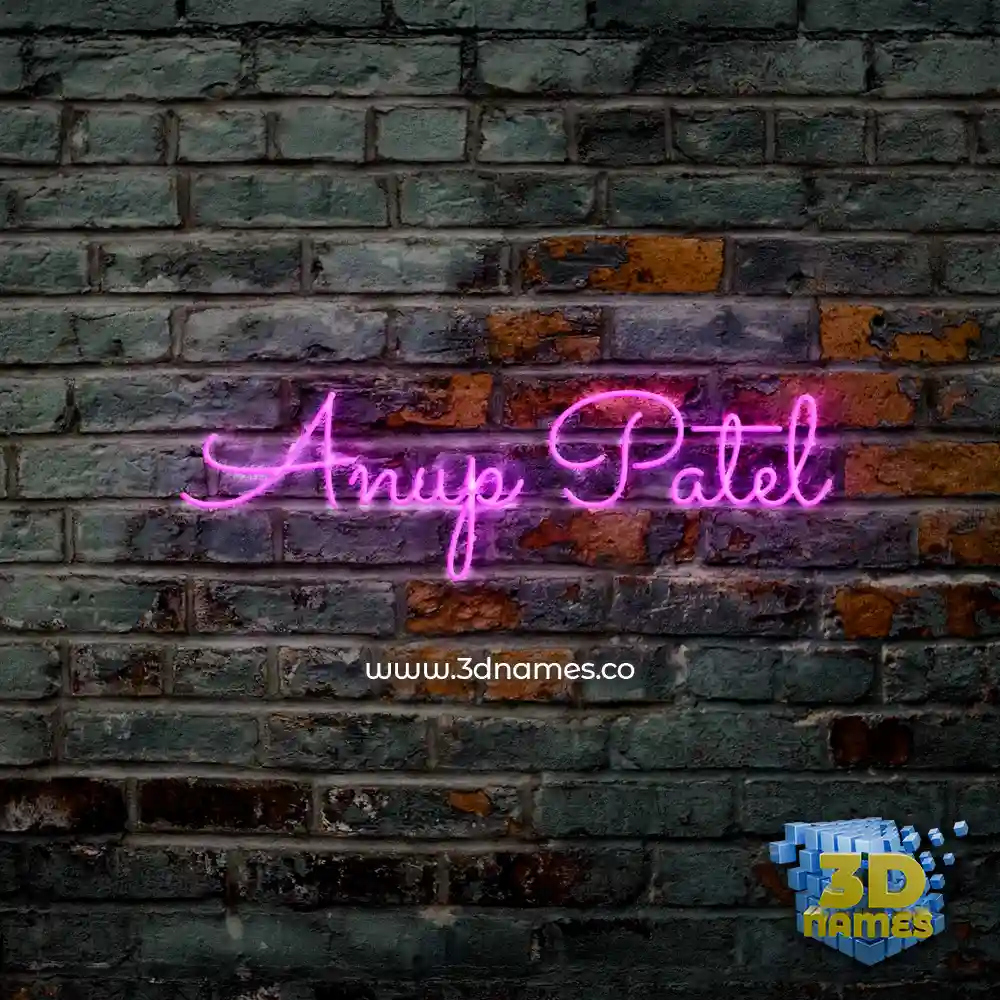 anup patel in Pink Neon style - 3D name wallpaper