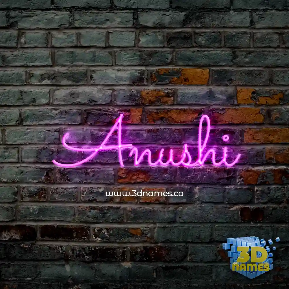 anushi in Pink Neon style - 3D name wallpaper