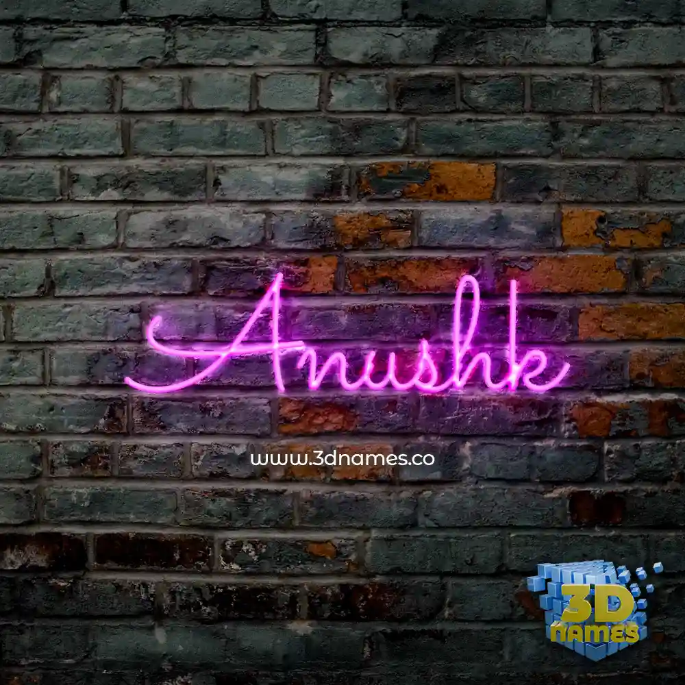 anushk in Pink Neon style - 3D name wallpaper