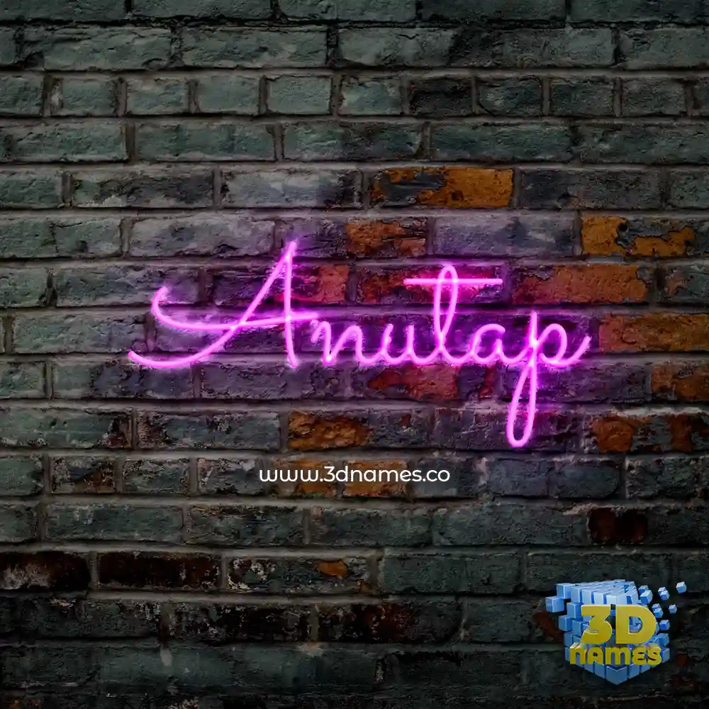 anutap in Pink Neon style - 3D name wallpaper