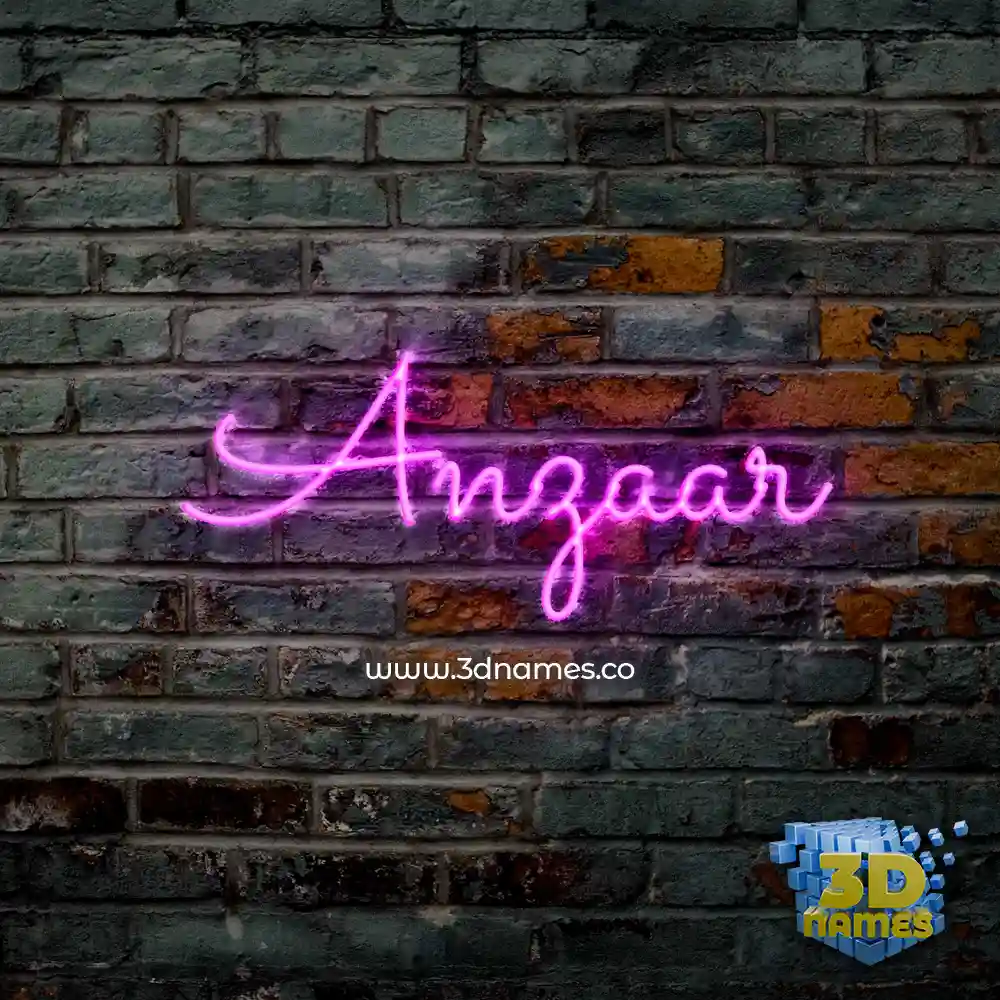 anzaar in Pink Neon style - 3D name wallpaper