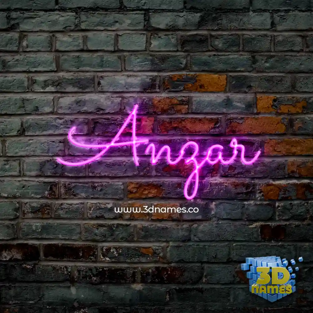 anzar in Pink Neon style - 3D name wallpaper