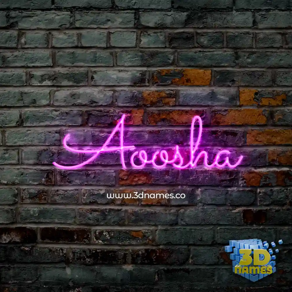 aoosha in Pink Neon style - 3D name wallpaper