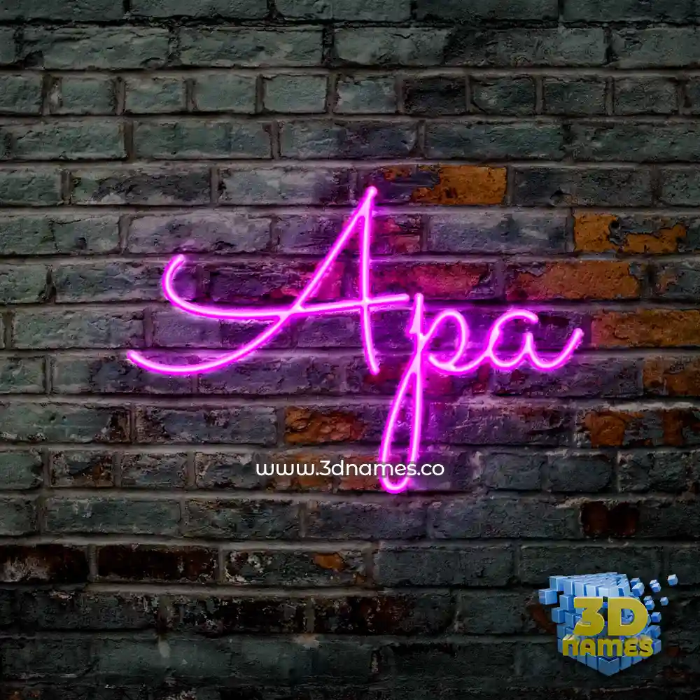 apa in Pink Neon style - 3D name wallpaper