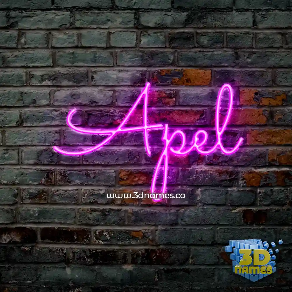 apel in Pink Neon style - 3D name wallpaper