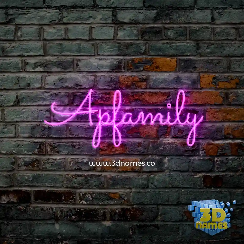 apfamily in Pink Neon style - 3D name wallpaper