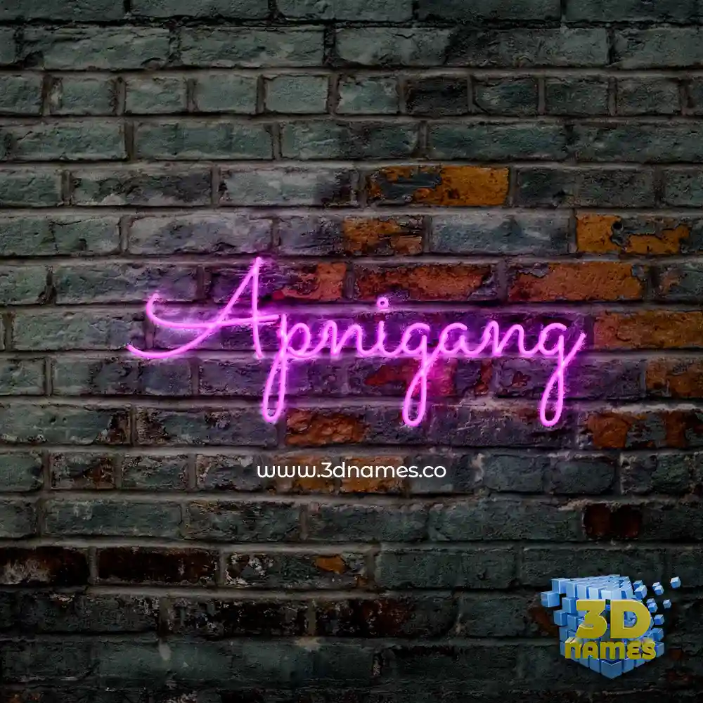 apnigang in Pink Neon style - 3D name wallpaper