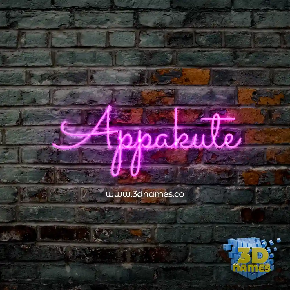 appakute in Pink Neon style - 3D name wallpaper