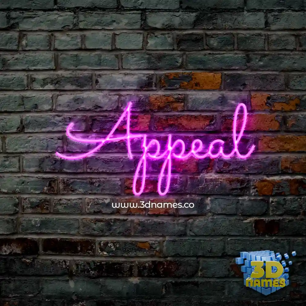 appeal in Pink Neon style - 3D name wallpaper