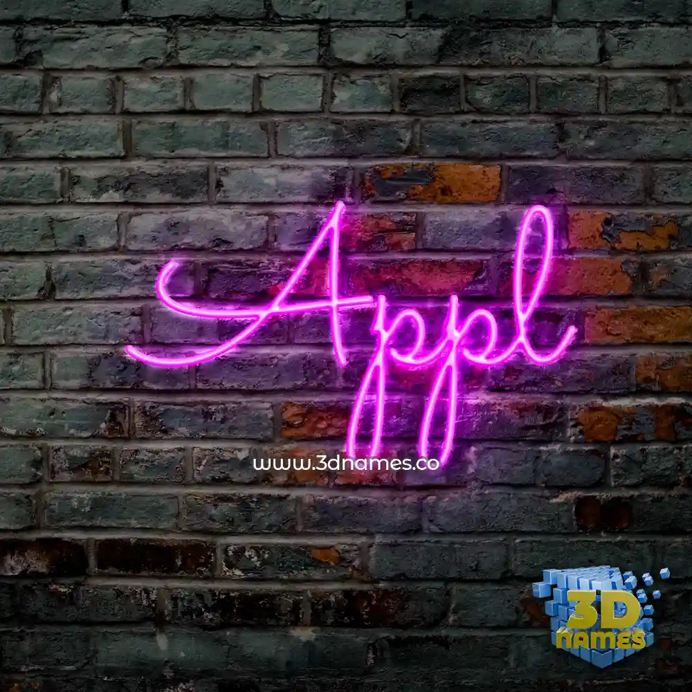 appl in Pink Neon style - 3D name wallpaper