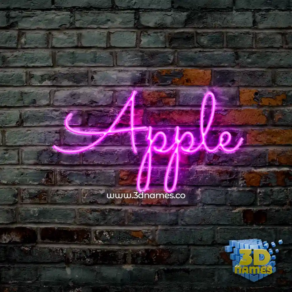 apple in Pink Neon style - 3D name wallpaper