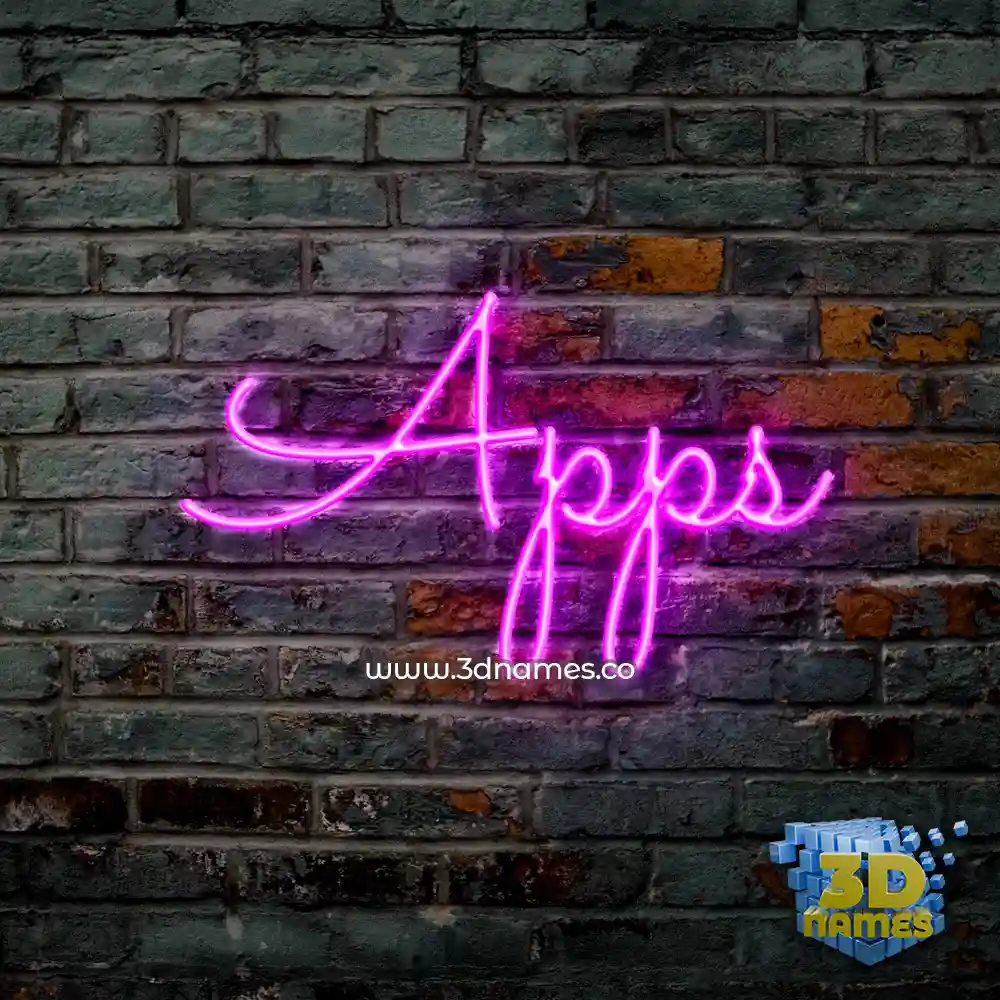 apps in Pink Neon style - 3D name wallpaper
