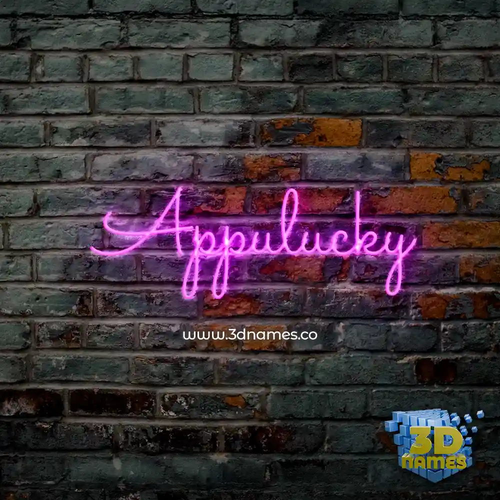 appulucky in Pink Neon style - 3D name wallpaper