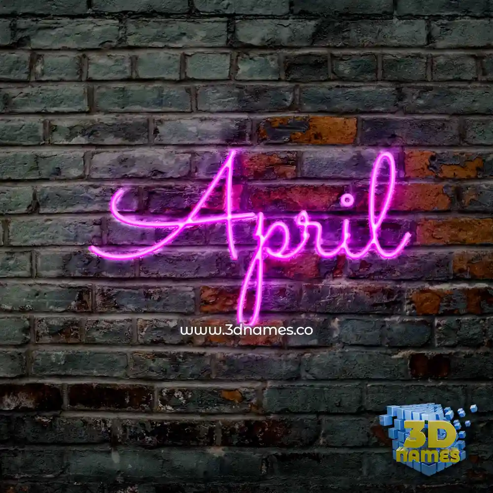 april in Pink Neon style - 3D name wallpaper