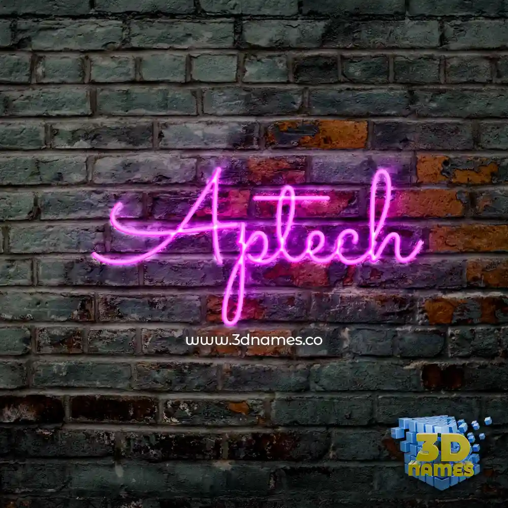 aptech in Pink Neon style - 3D name wallpaper