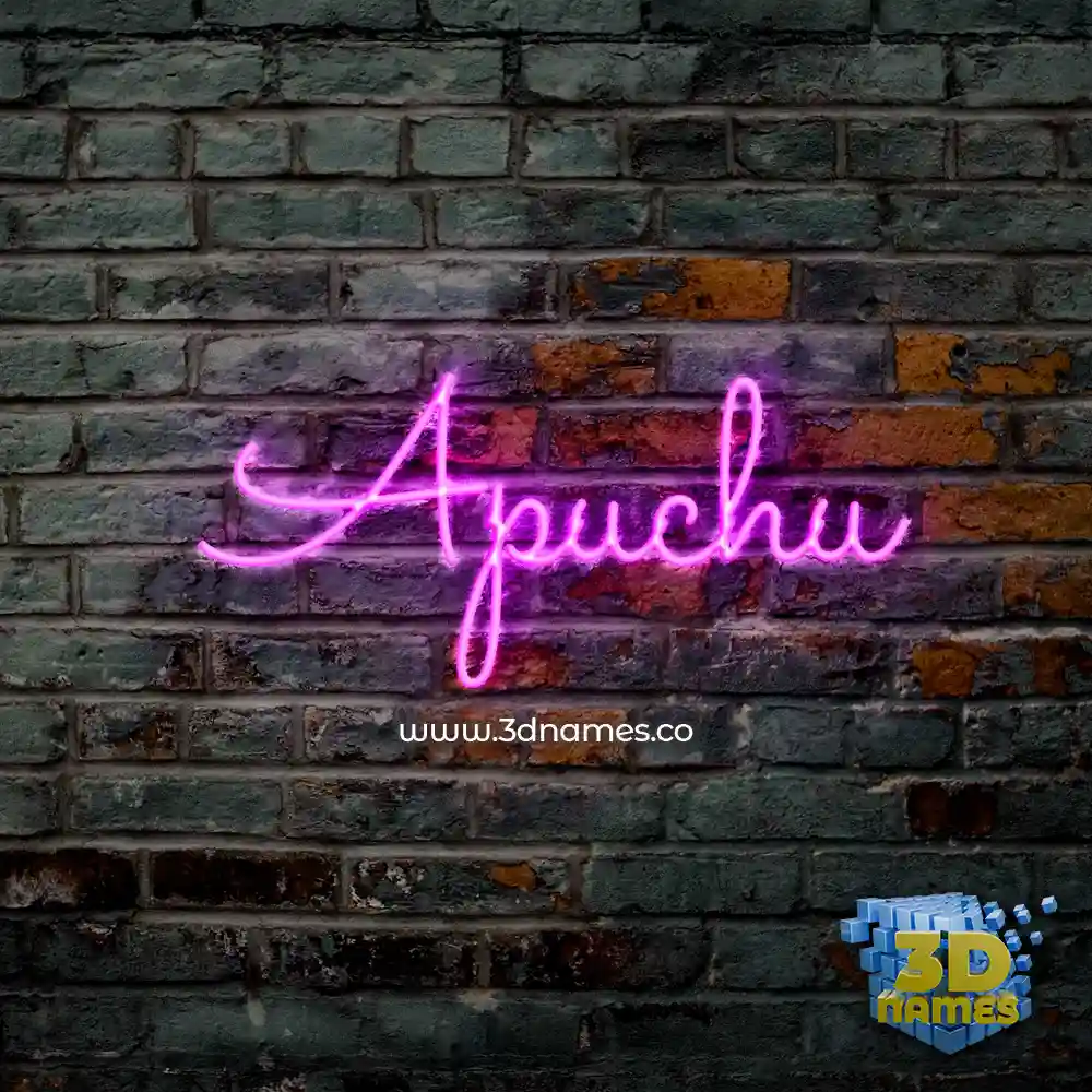 apuchu in Pink Neon style - 3D name wallpaper