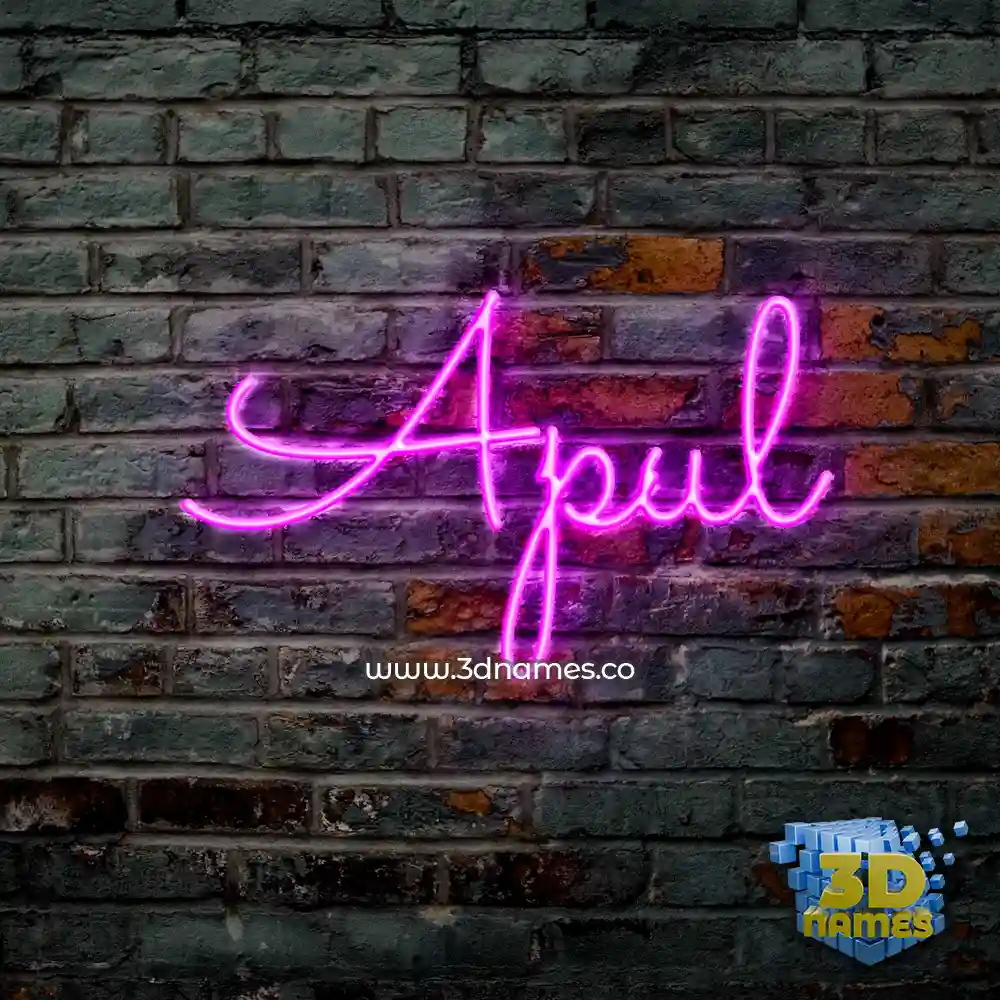 apul in Pink Neon style - 3D name wallpaper