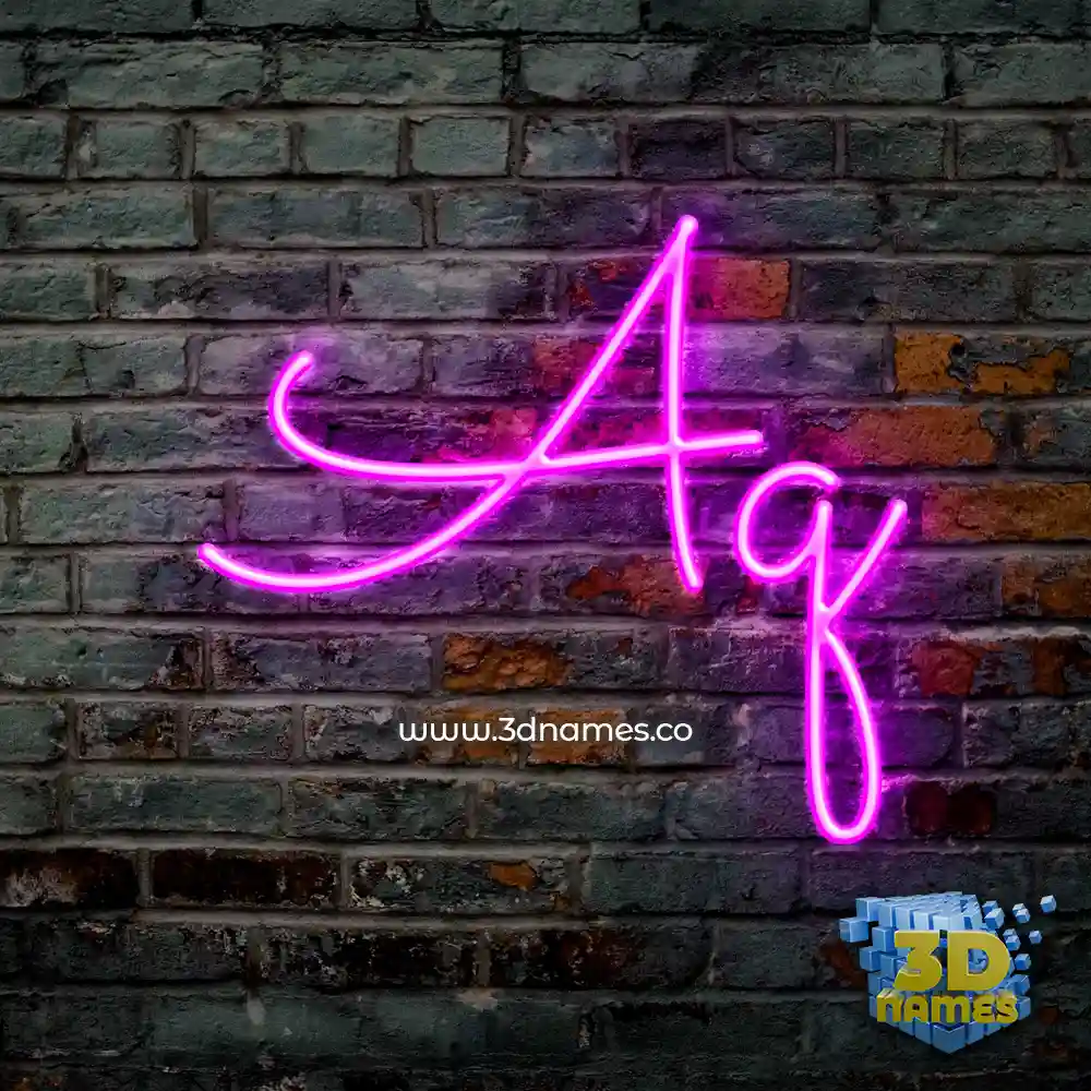 aq in Pink Neon style - 3D name wallpaper