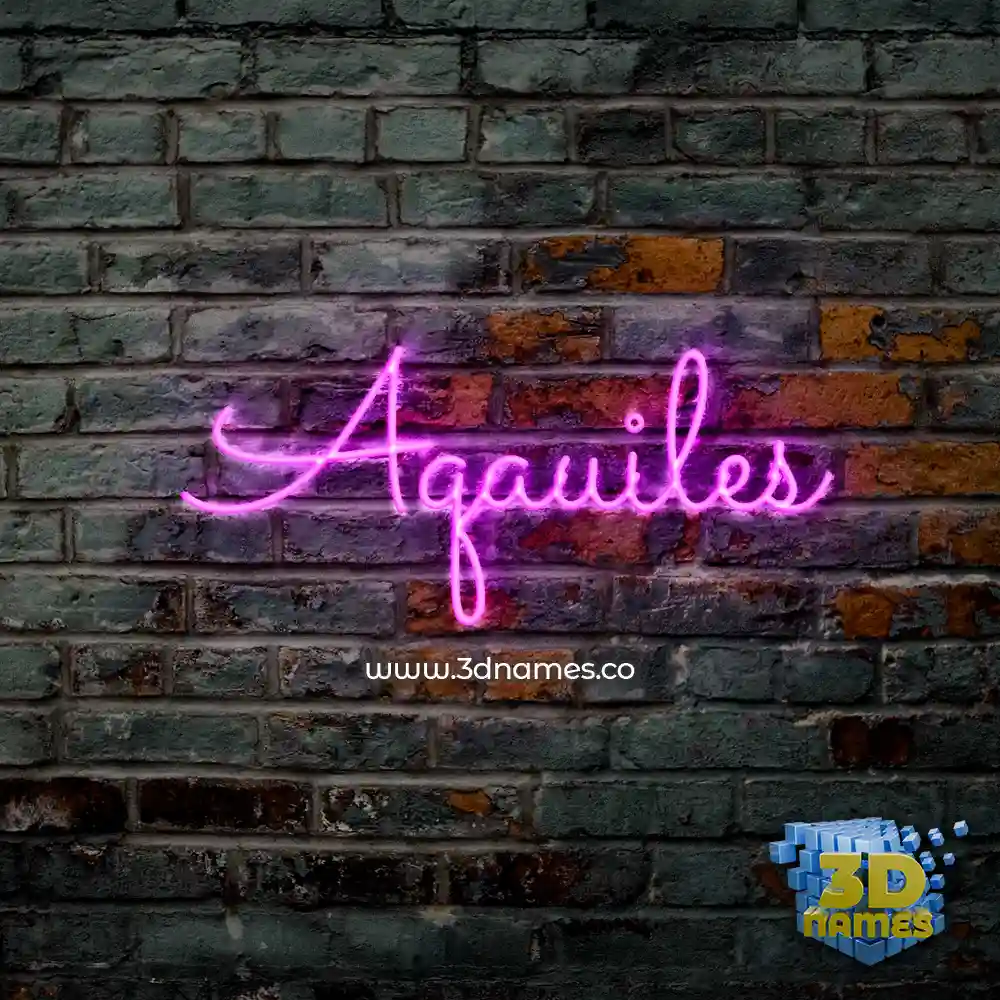 aqauiles in Pink Neon style - 3D name wallpaper