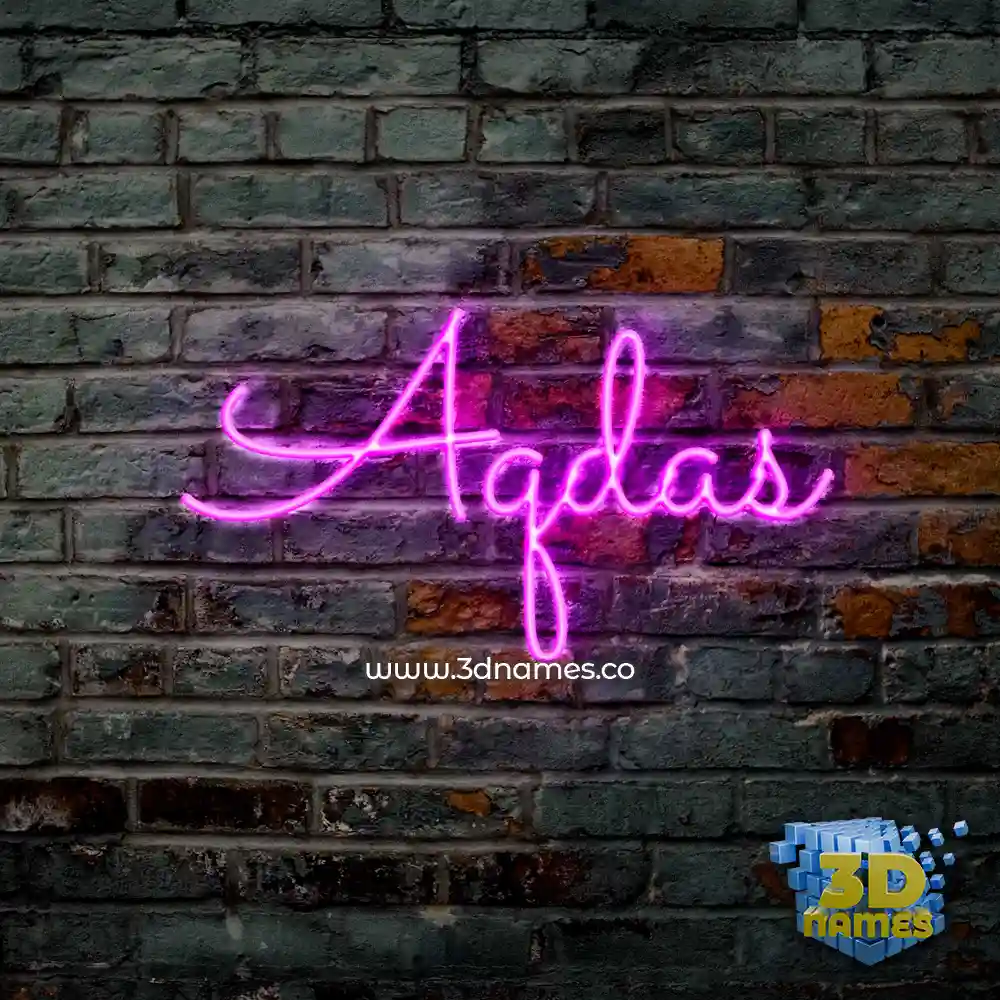 aqdas in Pink Neon style - 3D name wallpaper
