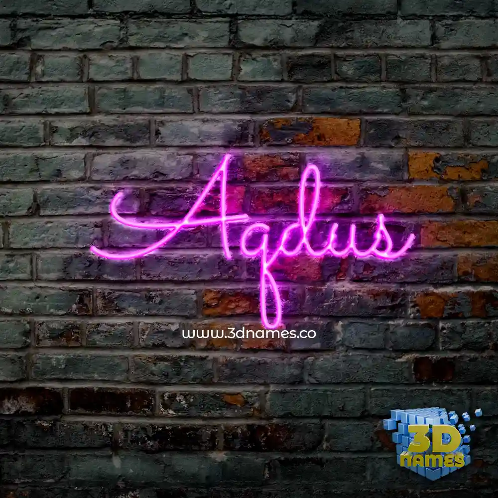 aqdus in Pink Neon style - 3D name wallpaper