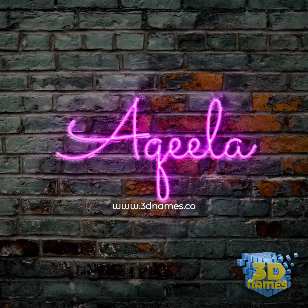 aqeela in Pink Neon style - 3D name wallpaper
