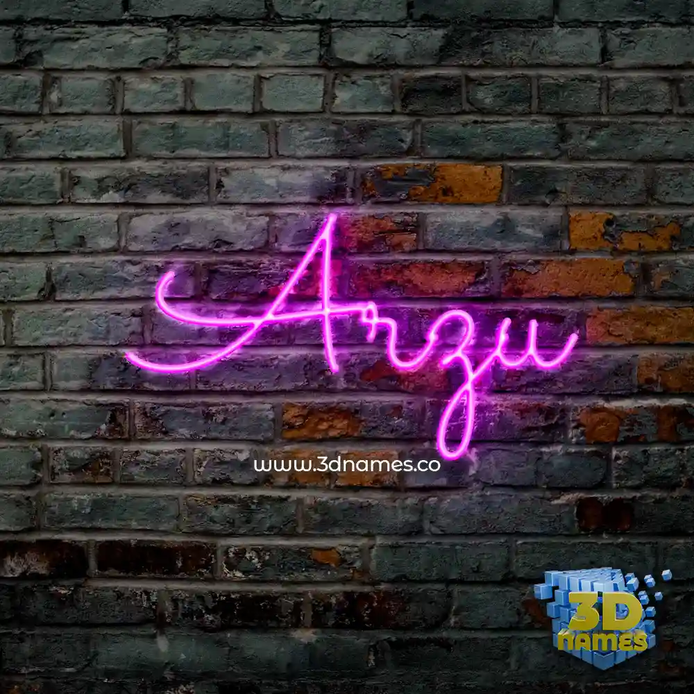 arzu in Pink Neon style - 3D name wallpaper